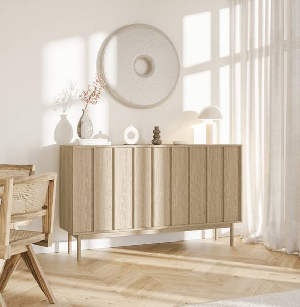 Commode NEKSTO Marron - Mélamine - 150 x 87 x 40 cm