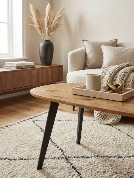 Couchtisch VESUBIE Beige - Akazie - 110 x 45 x 60 cm