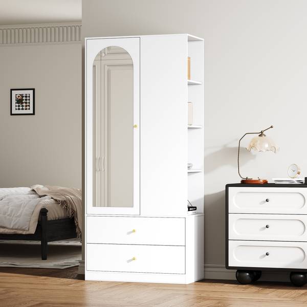 Kleiderschrank  MUDBA495 Ⅳ Weiß - Holzwerkstoff - 80 x 180 x 40 cm