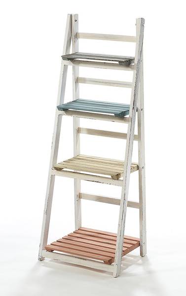Leiterregal STEP STYLE Weiß - Holzwerkstoff - 34 x 112 x 41 cm