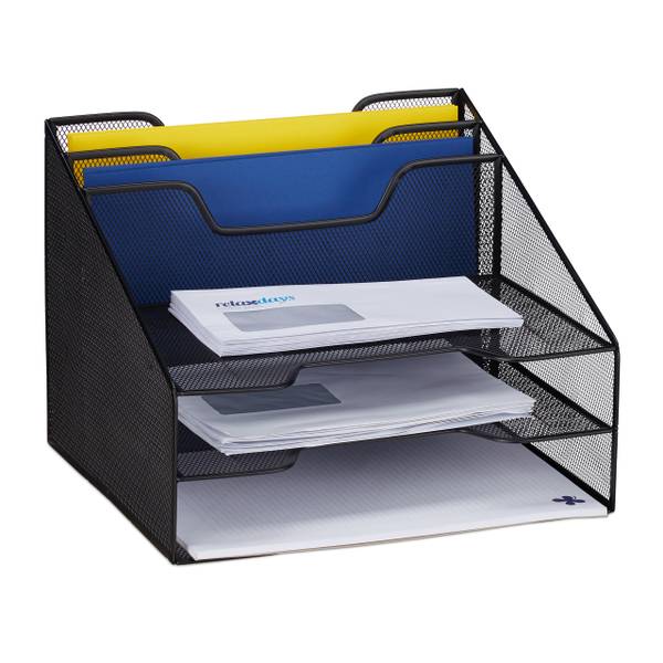 Dokumentenablage Metall 5 Fächer Schwarz - Stahl - 32 x 24 x 29 cm