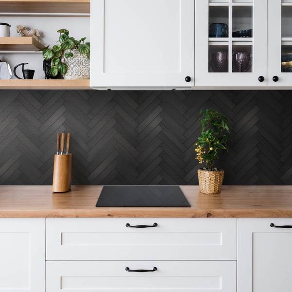 Selbstklebendes Wandpaneel Dunkle Schwarz - Polyester PVC - 100 x 50 x 0 cm