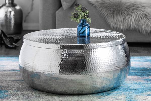 Couchtisch ORIENT STORAGE Silber - Metall - 70 x 30 x 70 cm