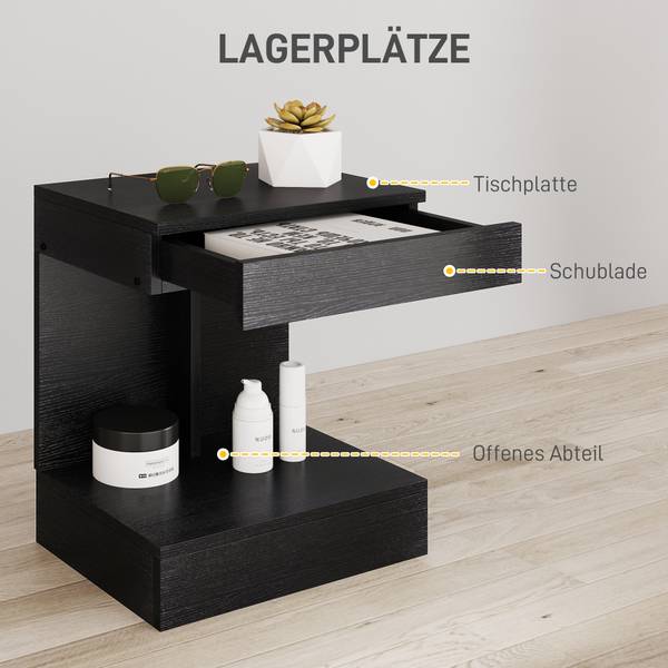 Nachttisch 831-935V90BK Schwarz - Holzwerkstoff - 30 x 46 x 40 cm