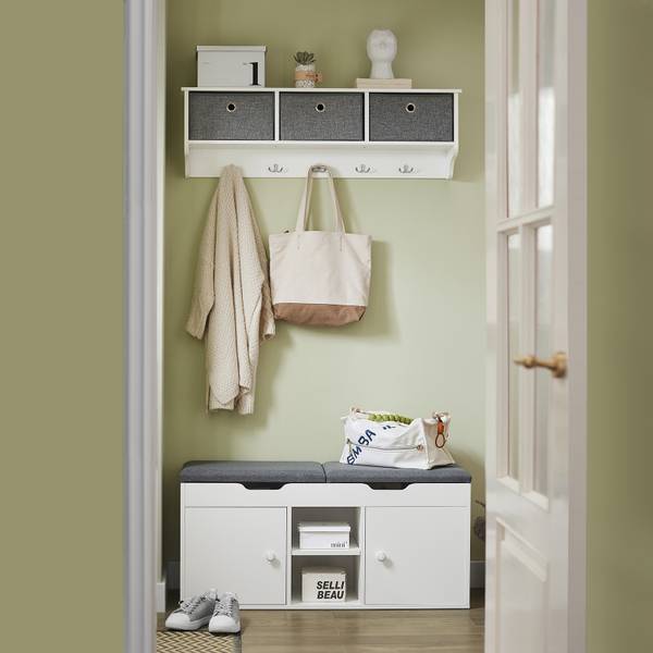 Schuhbank FSR96-W Weiß - Holzwerkstoff - 100 x 48 x 34 cm