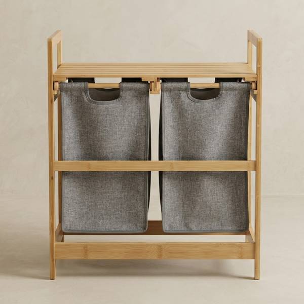 Wäschekorb TELA Grau - Textil - 63 x 74 x 33 cm