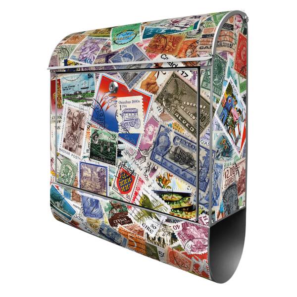 Briefkasten Stahl Briefmarken Grau - Stahl - 38 x 46 x 13 cm