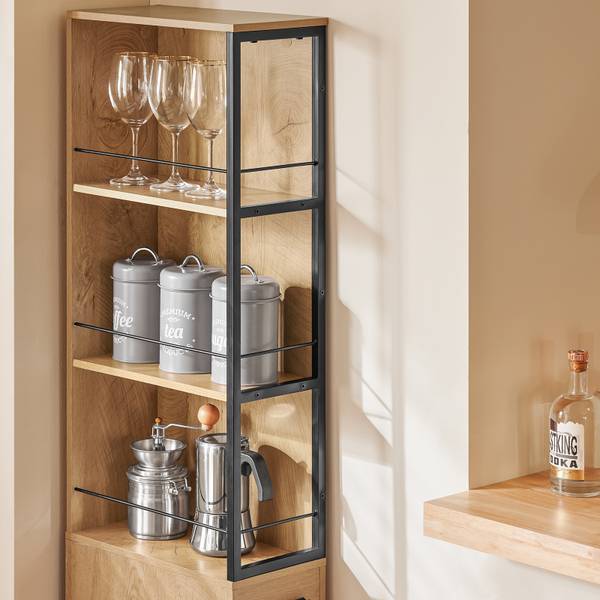 Küchenregal mit Rollen NSR13-N Braun - Holzwerkstoff - Metall - 20 x 170 x 40 cm