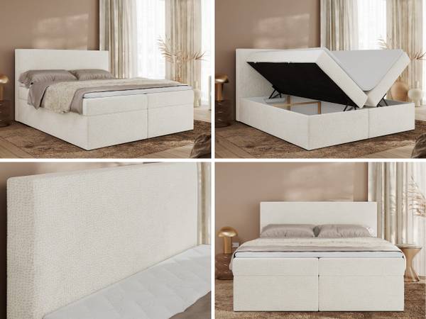 Boxspringbett JAGUAR Weiß - H4 - Liegefläche Breite: 140 cm