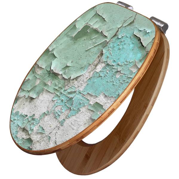 WC-Sitz mit Absenkautomatik Patina Mint Türkis - Bambus - Holzwerkstoff - 38 x 5 x 49 cm