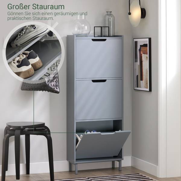 Meuble à chaussures FSR151-H-HG Gris - 50 x 129 x 19 cm