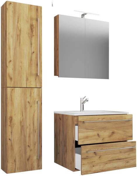 Waschtisch Badinos Braun - Keramik - Holzwerkstoff - 81 x 151 x 46 cm