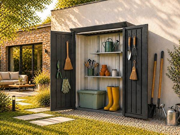 Gartenschrank NORISA 2er-Set Grau - Metall - 64 x 141 x 25 cm