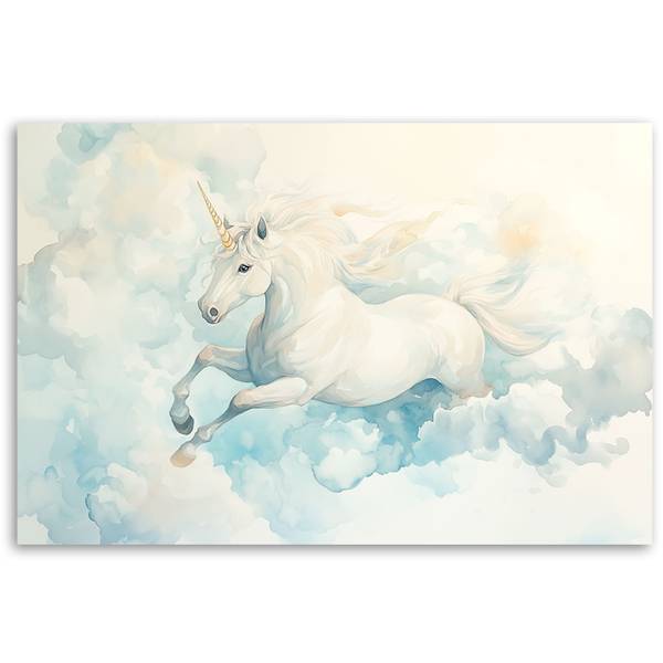 Wandbild einhorn in den wolken 90 x 60 cm