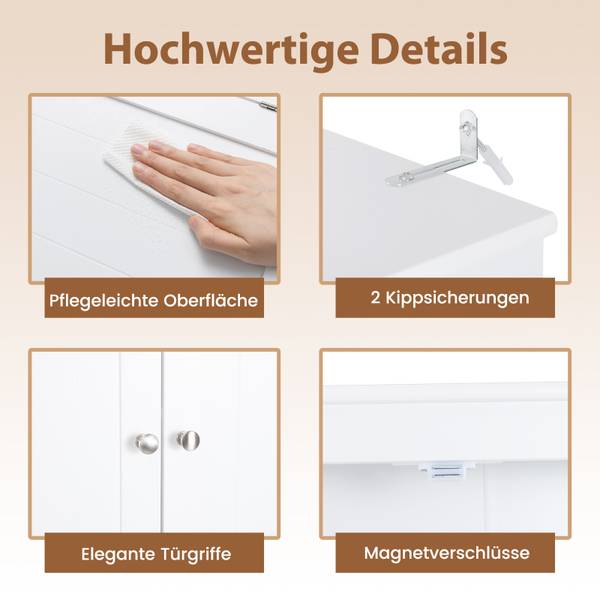 Toilettenschrank NM0585ITDE Weiß - Holzwerkstoff - 21 x 165 x 80 cm