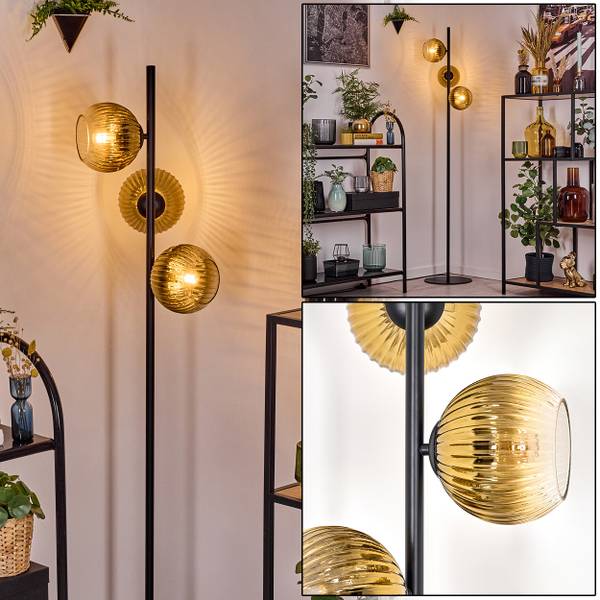 Stehlampe Cesaro Gold - Aluminium - Klarglas - 36 x 160 x 95 cm