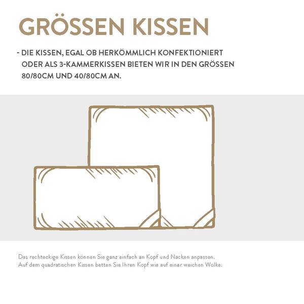 Gänsedaunenkissen 3-Kammer Platin Breite: 40 cm