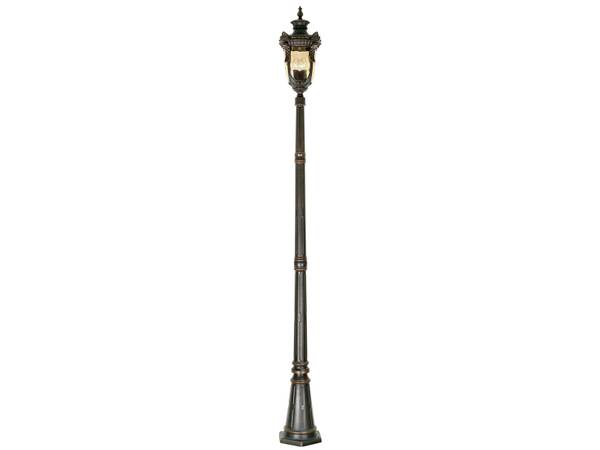 LED Mastleuchte Jugendstil, Höhe 237cm Braun - Farbglas - 27 x 237 x 27 cm