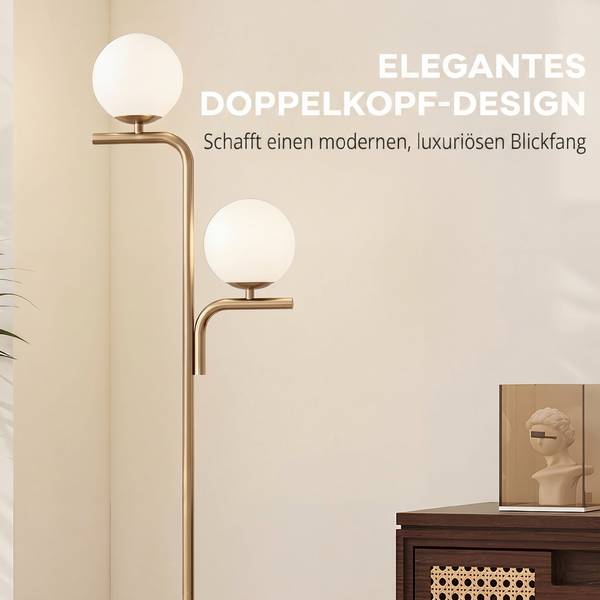 Stehlampe B31-654V90GD Gold - Stahl - Milchglas - 28 x 170 x 33 cm
