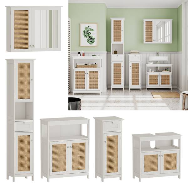 Badmöbel-Set Rosario 40448 5er Set Weiß - Holzwerkstoff - 60 x 60 x 30 cm