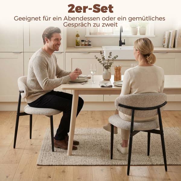 Esszimmerstuhl 83A-507V00BG Beige - Strukturstoff - Leinen - 58 x 77 x 58 cm