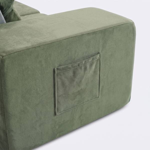 Canapé de jeu modulaire enfant, 10 pcs Gris - Vert - Polyester - 140 x 45 x 65 cm