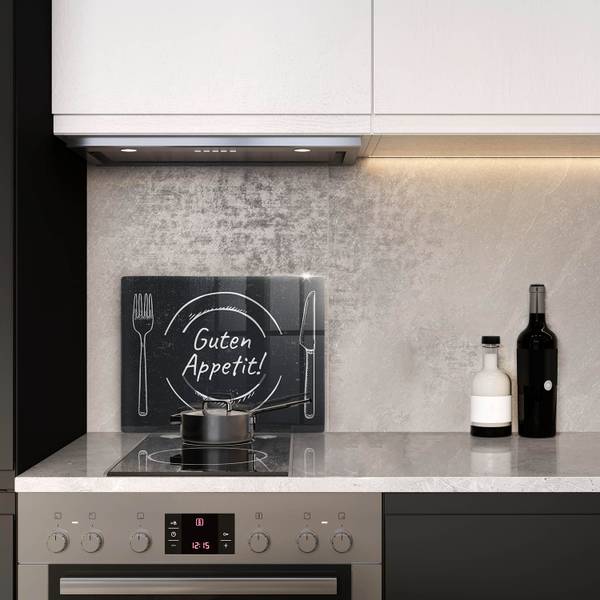 Schneidebrett Guten Appetit! Schwarz - Glas - 40 x 52 x 1 cm