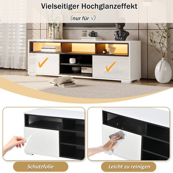 TV-Schrank Endymion Ⅴ Schwarz - Weiß - Holzwerkstoff - 35 x 50 x 150 cm