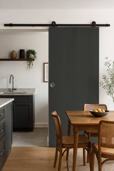 Porte Grey OAK Rail roulette2958 Noir - En partie en bois massif - 93 x 3 x 4 cm