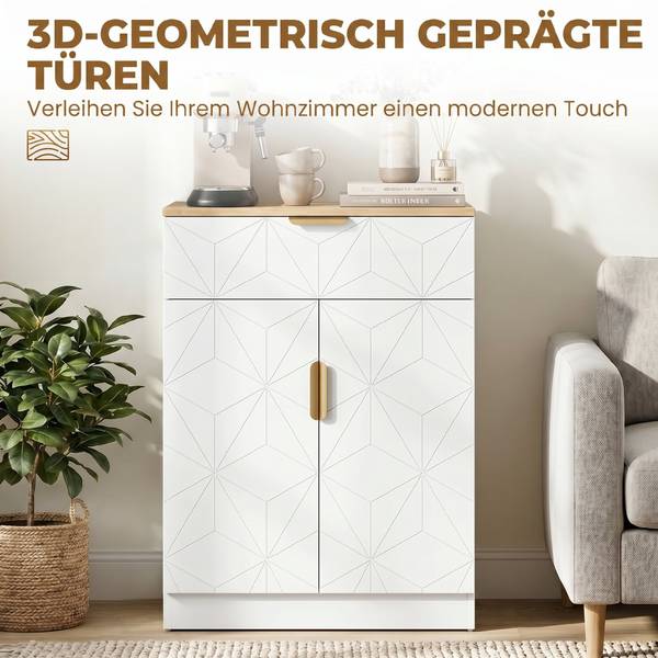 Sideboard 838-582V90WT Weiß - Holzwerkstoff - 60 x 82 x 32 cm