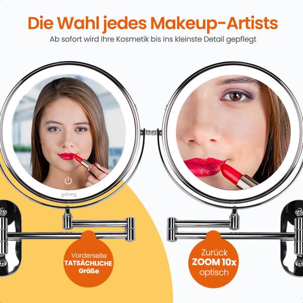 Make-up Spiegel Illumination Silber - Metall - 27 x 27 x 27 cm