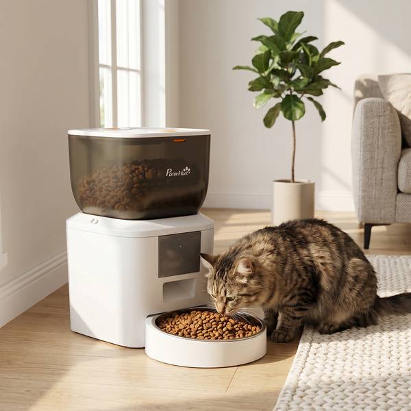 Katzen Futterautomat D08-102V90WT Weiß - Kunststoff - 19 x 31 x 35 cm