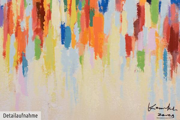 Acrylbild Handgemalt Nonfigurativ Vab Baumwollstoff - 120 x 60 x 4 cm