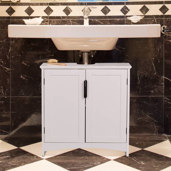 Meuble sous lavabo Noir - Blanc - Fer - 60 x 60 x 30 cm