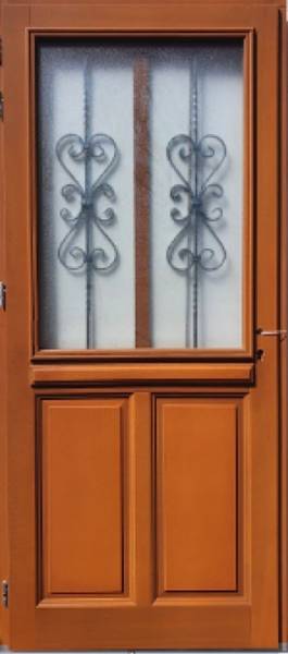 Porte d'entrée Syrah Droit2851 Marron - En partie en bois massif - 98 x 220 x 5 cm