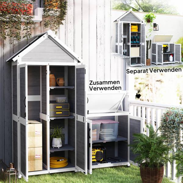 Gartenschrank 2er Set 84H-343V00LG Grau - Tanne - 51 x 182 x 89 cm