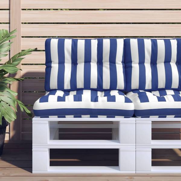 Palettenkissen 3005776-4 Blau - Weiß - Polyester - 40 x 12 x 60 cm