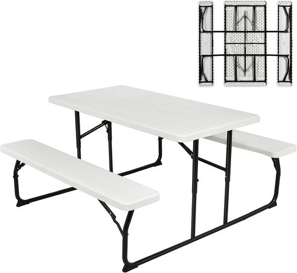 Picknicktafel AB92894 wit - metaal - kunststof