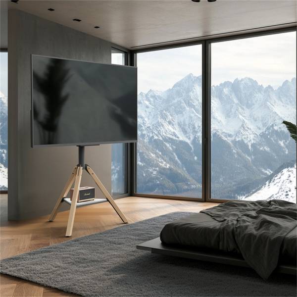 Support TV Aetheris Noir - Bois manufacturé - Métal - 90 x 130 x 90 cm