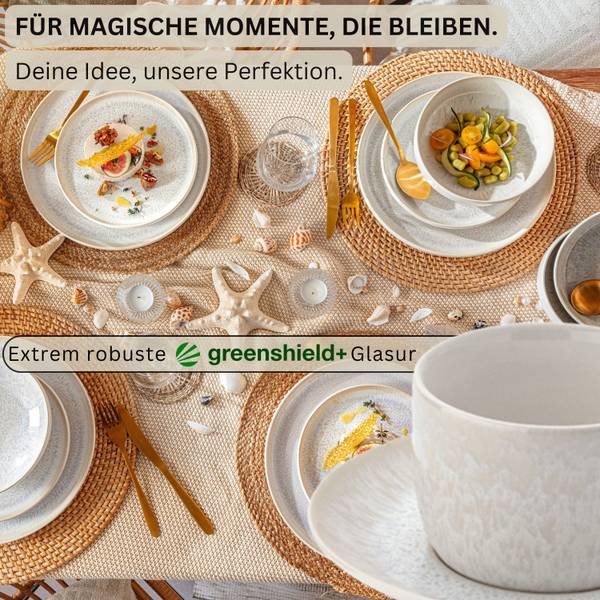 Kaffeeservice Korfu - 8 teilig Weiß - Steingut - 8 x 6 x 8 cm