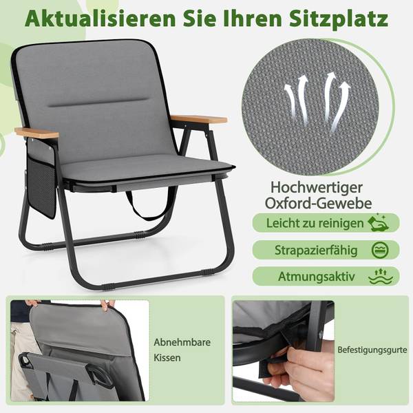 Campingstuhl ZB33126SD-4DE(2er-Set) Grau - Metall - 59 x 71 x 68 cm