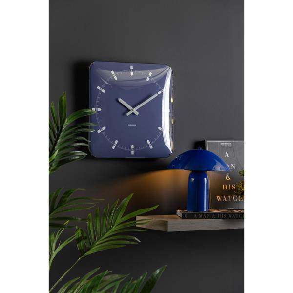 Wanduhr Sucinto Dome Square Blau - Kunstharz - 35 x 35 x 35 cm