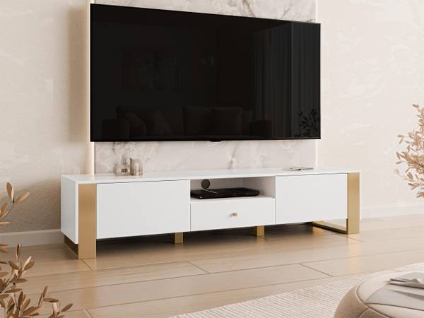 TV-Lowboard Loutio Weiß - Holzwerkstoff - 180 x 40 x 40 cm