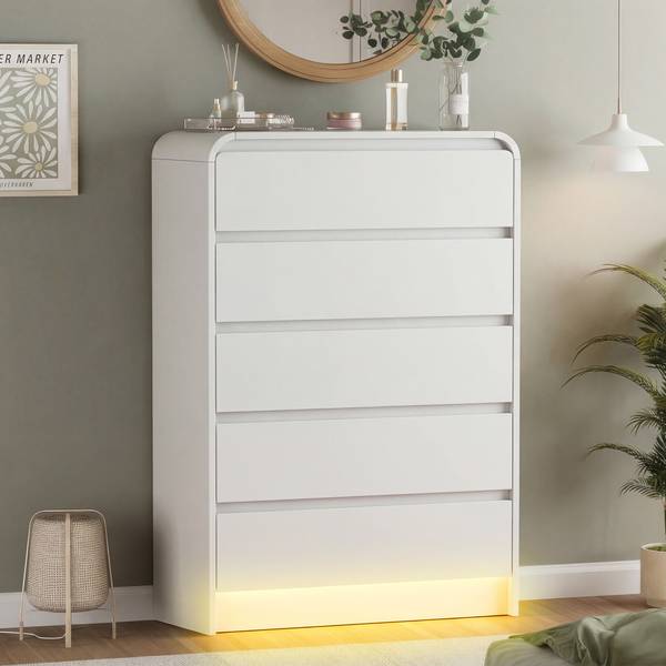 Kommode NDGY04 Weiß - Massivholz - 40 x 110 x 73 cm