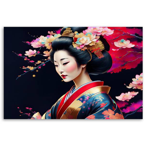 Wandbild japanische geisha 100 x 70 cm