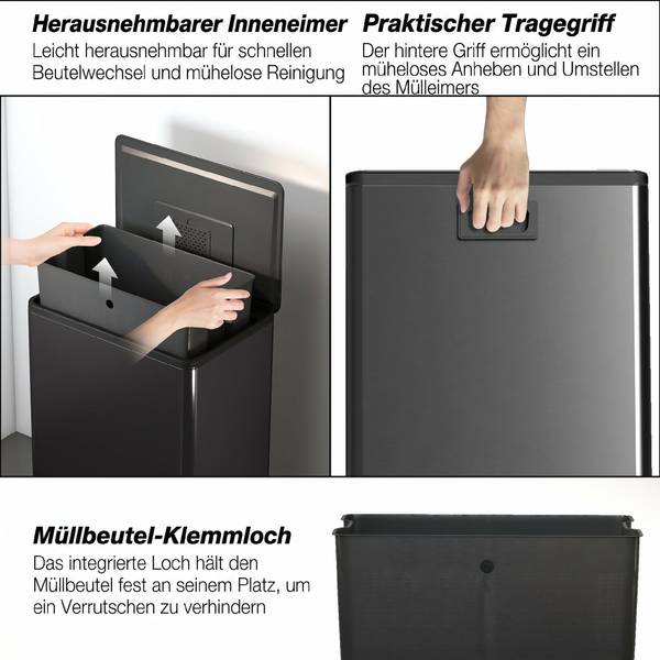 Mülleimer 851-068V00BK Schwarz - Metall - 35 x 68 x 43 cm