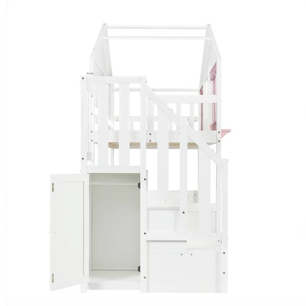 Etagenbett LucyWoody Ⅰ Weiß - Holzwerkstoff - 96 x 211 x 253 cm