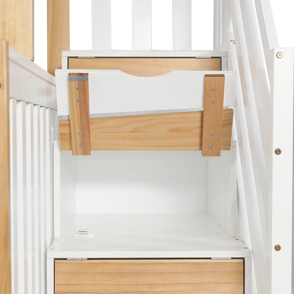 Etagenbett Elias I Weiß - Holzwerkstoff - Massivholz - 95 x 165 x 254 cm