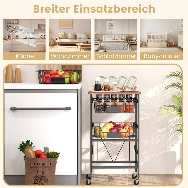 Servierwagen WO79568DE Schwarz - Holzwerkstoff - 31 x 74 x 42 cm