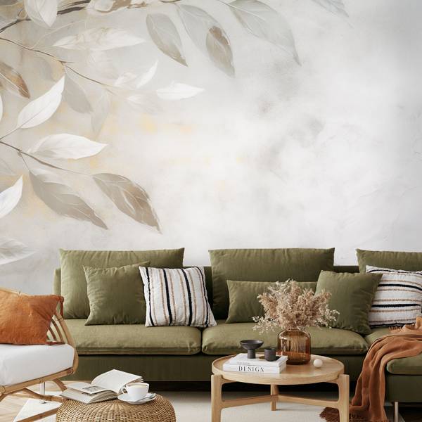 Papier peint branches boho feuilles 150 x 105 cm